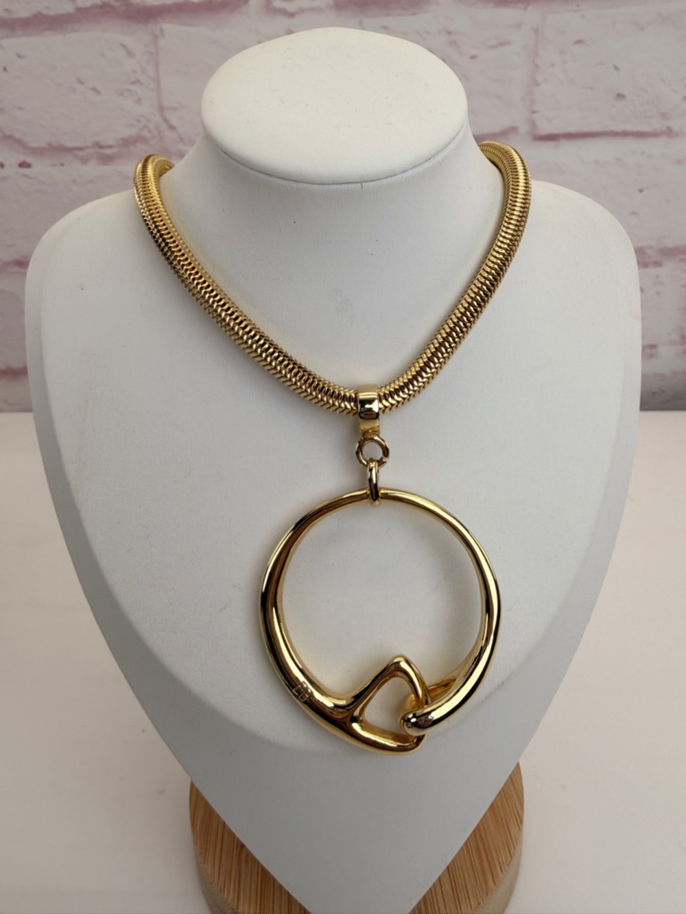 Givenchy Gold-Tone Statement Circle Pendant Necklace - Picture 1 of 8